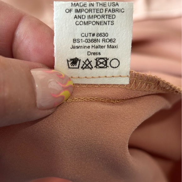 Show Me Your MuMu Jasmine Halter Maxi Dress Luxe Satin Formal Apricot Size XL - Picture 12 of 12